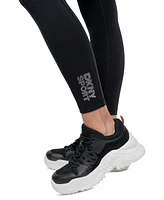 Dkny Sport Women's Rhinestone-Logo High-Rise 7/8 Leggings