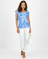 I.n.c. International Concepts Petite Printed Cotton Blouse, Exclusively at Macy's