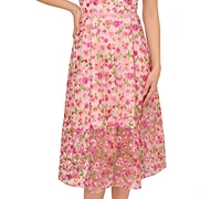 Adrianna Papell Women's Floral-Embroidered Square-Neck Dress