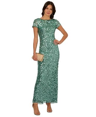 Adrainna Papell Women's Embellished Short-Sleeve Gown