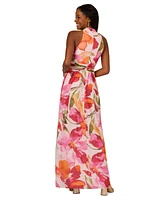 Adrianna Papell Women's Floral Chiffon V-Neck Gown