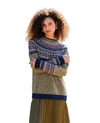 Celtic & Co. Women's Donegal Fair Isle Yoke Sweater