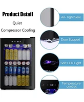 Cowsar 4.4 Cu.ft Beverage Refrigerator Cooler, 145 Can Mini Fridge Glass Door with Adjustable Shelves, Digital Temperature Display, Freestanding Small