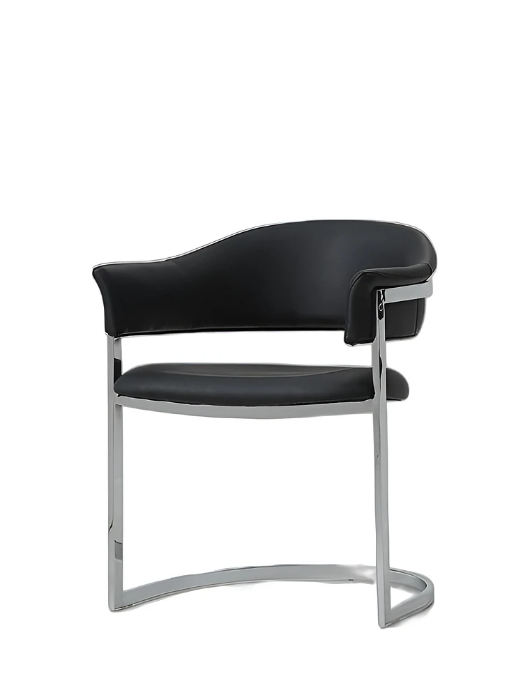 Upholstered Faux Leather Open Back Dining Arm Chair