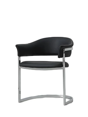 Upholstered Faux Leather Open Back Dining Arm Chair