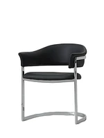 Upholstered Faux Leather Open Back Dining Arm Chair