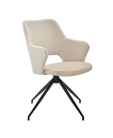 Modern Upholstered Fabric & Faux Leather Open Back Dining Armchair