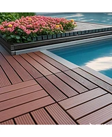 Interlocking Deck Tiles, 44 Pack, 12"x12", Waterproof, Red/Brown