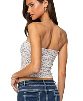 Edikted Women's Mixed Floral Pointelle Tube Top