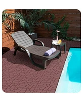 Diy 12" Patio Deck Tiles, Interlocking, Quick Install, 44pcs Red Brown