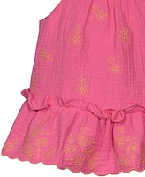 Bonnie Baby Girls 2-Piece Embroidered Ruffle Top and Shorts Set