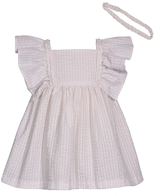 Bonnie Baby Girls Flutter Sleeve Seersucker Dress