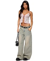 Edikted Women's Backless Satin Effect Polka Dot Top