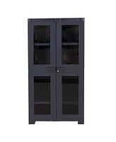Plastic Lockable Storage Cabinet - Versatile Plastic Storage Cabinet with Acrylic Glass Doors and 3 Adjustable Shelves - Charcoal