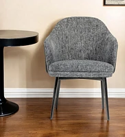 Upholstered Fabric and Faux Leather Wing Back Dining Arm Chair
