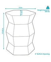 Moderno Hexagon Ceramic Garden Stool Side Table - Indoor or Outdoor 17.25-Inch H Moonstone Glazed Finish