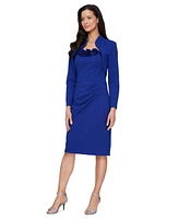 Alex Evenings Women's Rosette-Trim Square-Neck Dress & Shrug