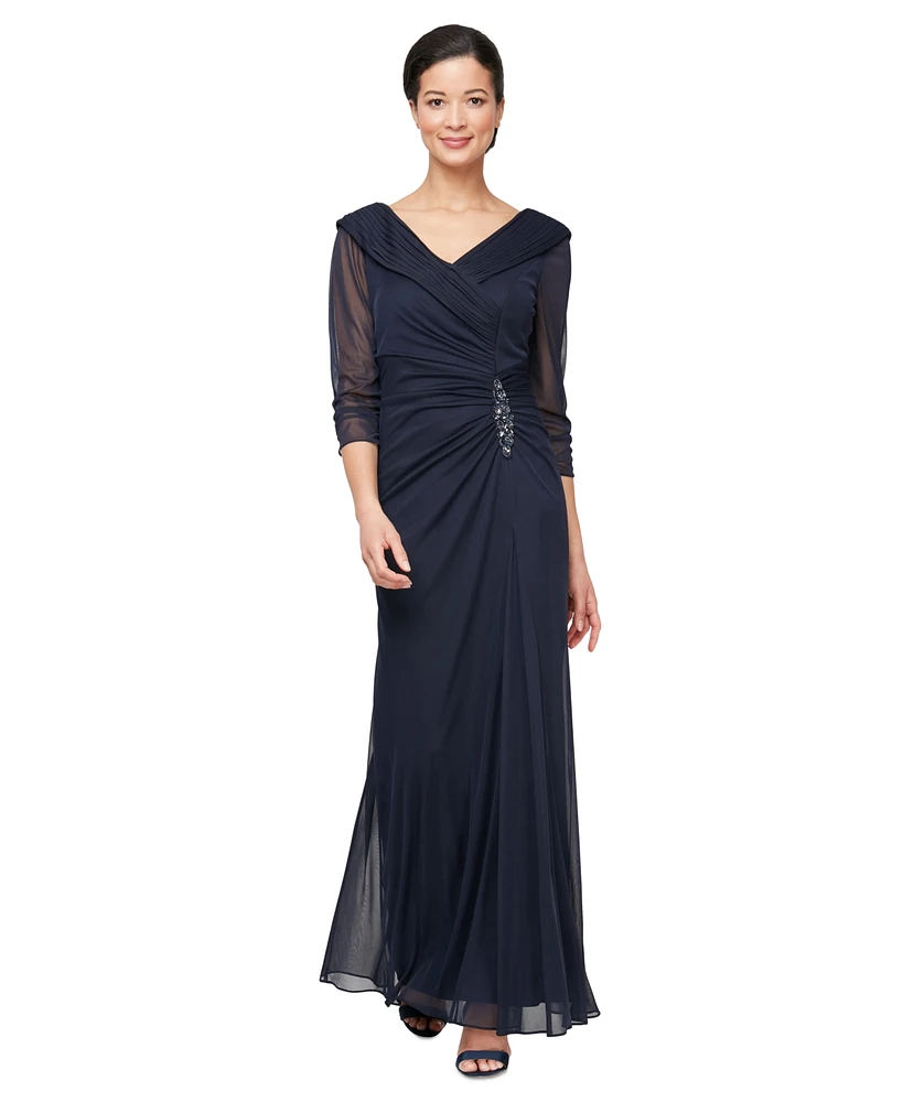 Alex Evenings Women's 3/4-Sleeve V-Neck Gown