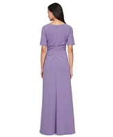 Alex Evenings Women's Short-Sleeve Side-Pleated Gown