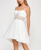 pear culture Juniors' Strapless Lace High-Low Dress