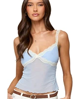 Edikted Women's Contrast Lacey Mesh Tank Top