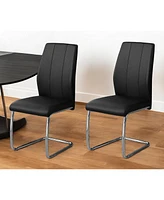 Set of Two Upholstered Faux Leather Dining Side Chairs