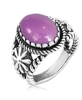 Sterling Silver Phosphosiderite Concha Flower Ring