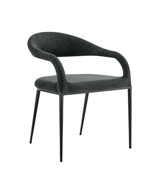 Set of 2 Upholstered Polyester Open Back Dining Arm Chairs