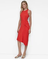 Dkny Women's Jewel Neck Ruched-Front Sleeveless Dress