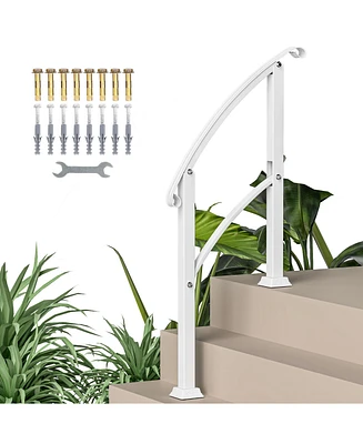 Outsunny 1-3 Step Handrails for Outdoor Steps, Metal Deck Railing,