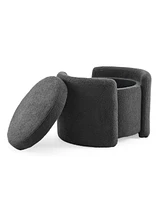 Cozy Boucle Storage Ottoman: Stylish Comfort with Hidden Storage