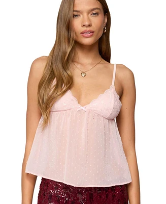 Edikted Women's Dotted Chiffon Babydoll Tank Top