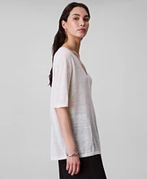 Calvin Klein Women's Short Sleeve Linen Blend Top