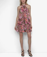 Dkny Women's Printed Sleeveless Pleated Mini Dress