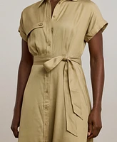 Lauren Ralph Women's Belted Twill Short-Sleeve Shirtdress