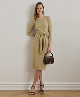 Lauren Ralph Women's Tie-Front Cotton-Blend Crewneck Dress