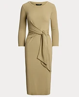 Lauren Ralph Women's Tie-Front Cotton-Blend Crewneck Dress