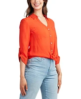 Bcx Juniors' Gauzy Textured Collared Shirt