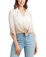 Bcx Juniors' Gauzy Dip-Dyed Shirt