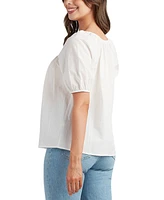Bcx Juniors' Puckered-Yoke Puff-Sleeve Top