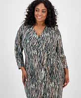 Kasper Plus Printed Wrap-Style Dress