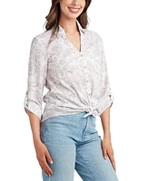 Bcx Juniors' Printed Button-Up Shirt