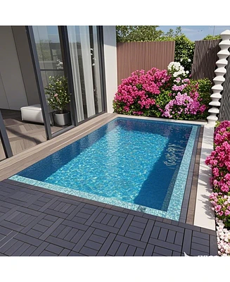 12" Deck Tiles, Interlocking, Indoor/Outdoor, Easy Install, 44pcs, Dark Gray