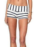 Edikted Women's Lorenza Striped Fold Over Shorts
