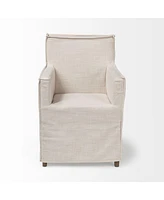 Slipcovered Wood Dining Arm Chair for Kitchen or Dining Room Seating