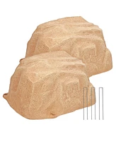 Outdoor Low-Profile Polyresin Landscape Rock Septic Cover with Stakes