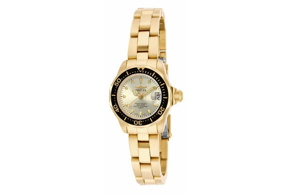 Invicta Women's 17038 Pro Diver Quartz 3 Hand Champagne Dial Watch