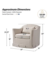 Terri Modern Slipcovered Swivel Armchair