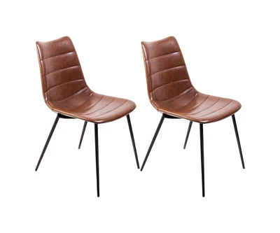 Set of Two Upholstered Faux Leather Chairs for Dining Room or Breakfast Nook