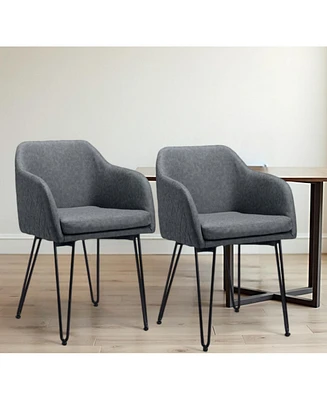 Set of Two Vintage Style Faux Leather Chairs for Dining Room Kitchen or Office Seating